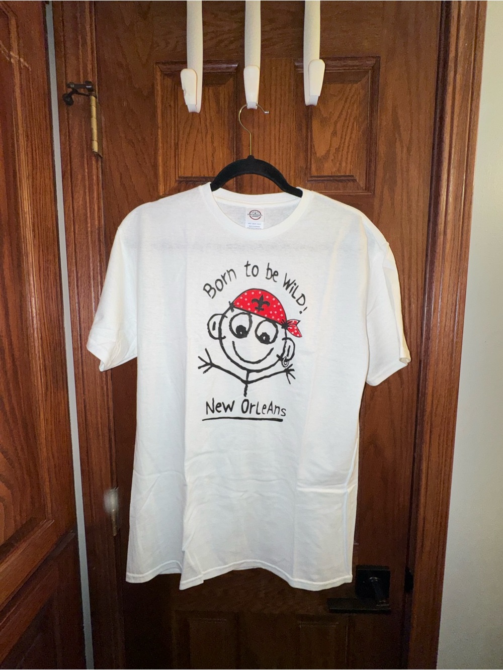 Delta Pro Weight White Tee with Navy Logo Accent